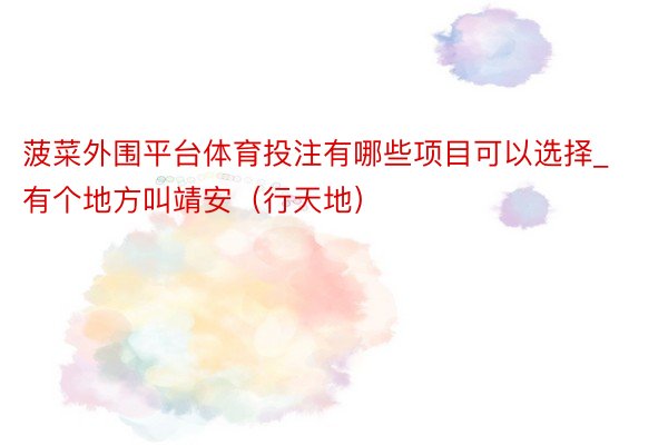 菠菜外围平台体育投注有哪些项目可以选择_有个地方叫靖安(行天地)